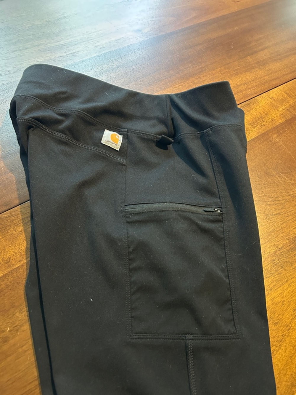 Carhartt Black Fitted Performance Leggings Pants with Yellow Logo Pockets